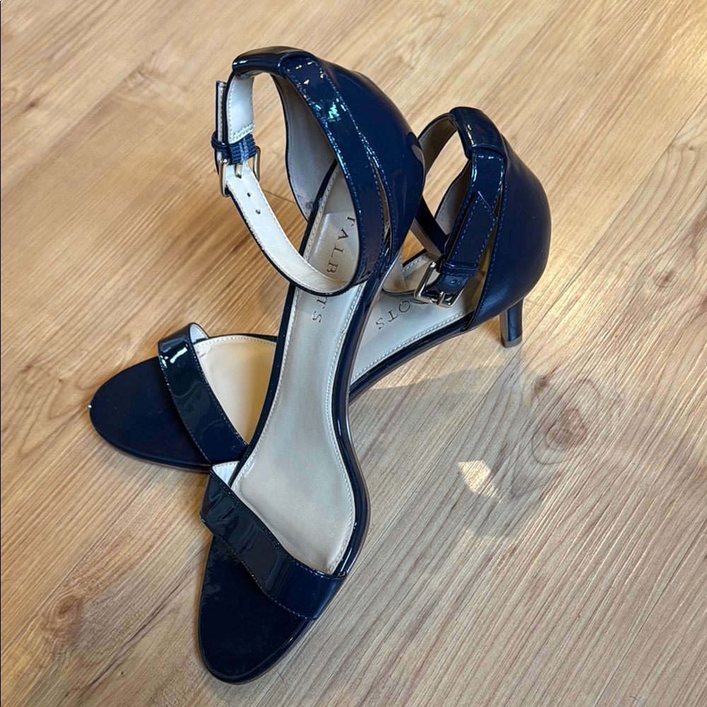 Talbots Leather Upper Blue Heels with Ankle Strap Sz9